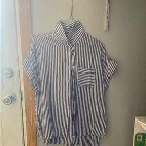 a.n.a. Blue and White Striped Shirt